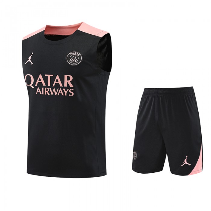 24/25 Paris Saint-Germain PSG Black Training jersey Kit Sleeveless Vest (Vest + Short)-5424793