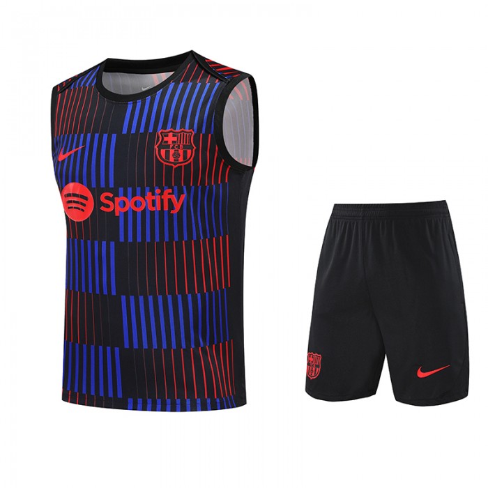 24/25 Barcelona Red Blue Training jersey Kit Sleeveless Vest (Vest + Short)-6834978