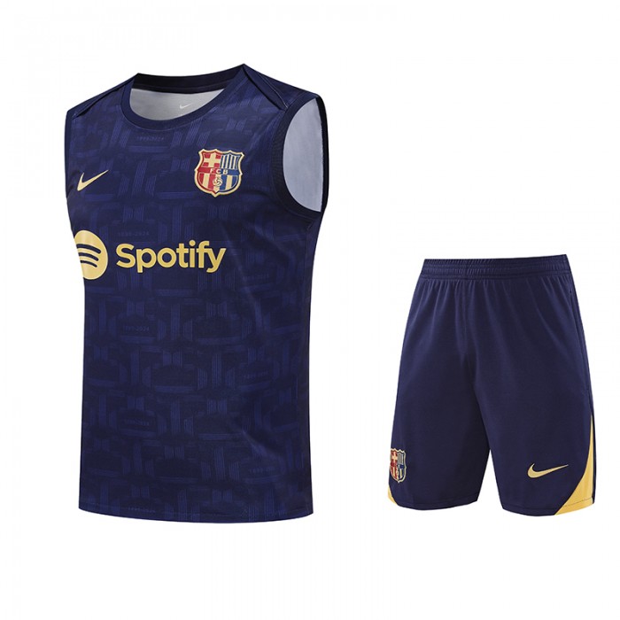 24/25 Barcelona Nvay Blue Training jersey Kit Sleeveless Vest (Vest + Short)-2243078