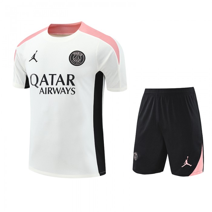 24/25 Paris Saint-Germain PSG White Training Jersey Kit short Sleeve (Shirt + Short)-9726866
