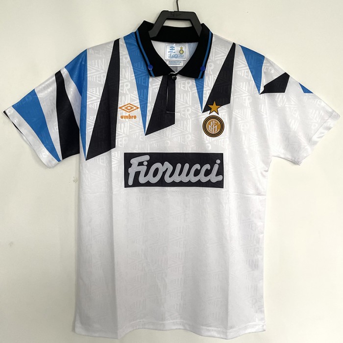 Retro 92/93 Inter Milan Away White Blue Jersey Kit Short Sleeve-8042484