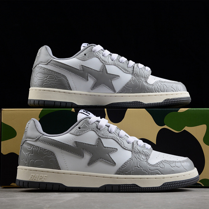Bape Sta To Low Running Shoes-Gray/White-236070