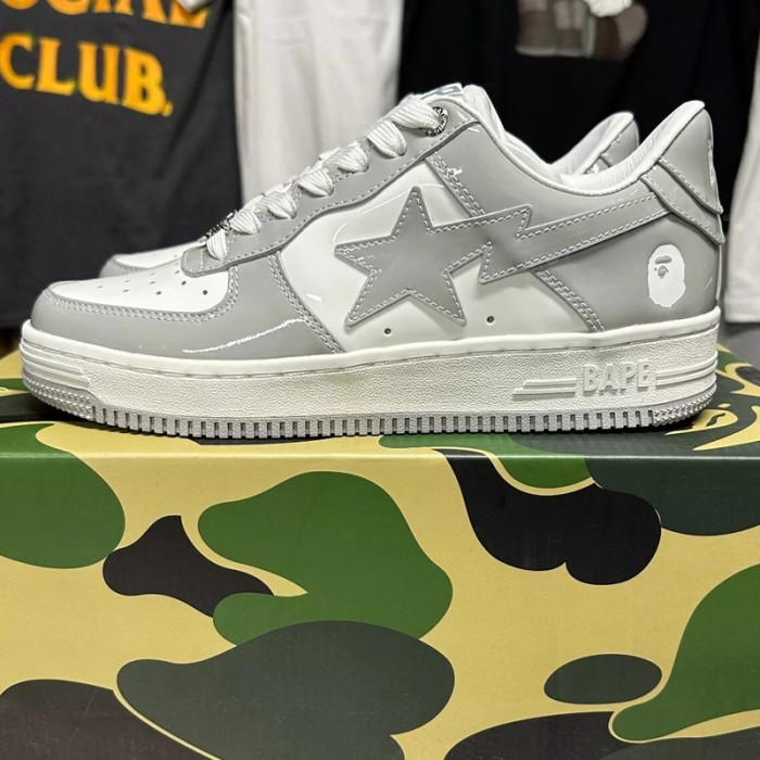Bape Sta To Low Running Shoes-Gray/White-2611223