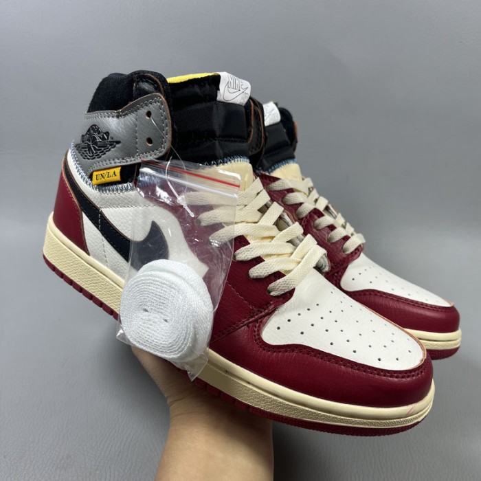 Air Jordan 1 AJ1 High Running Shoes-White/Wine Red-3760289