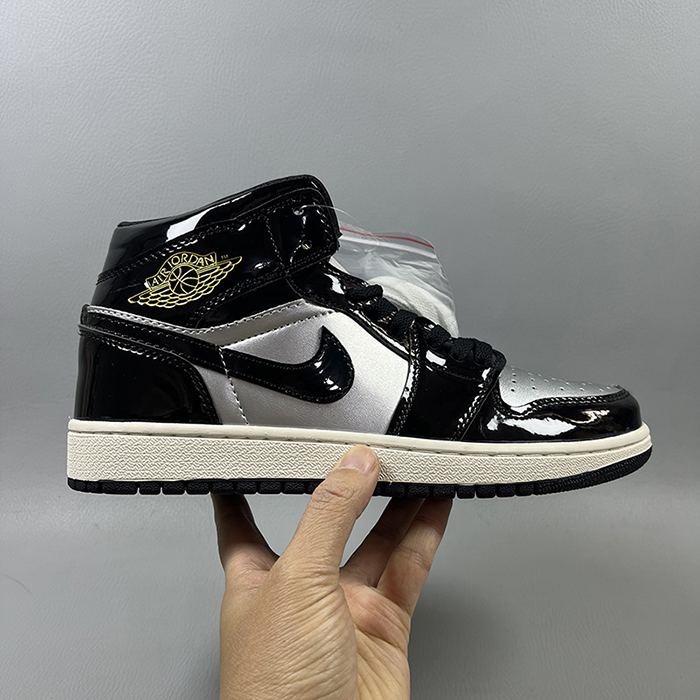 Air Jordan 1 AJ1 High Running Shoes-Black/Silver-6828197