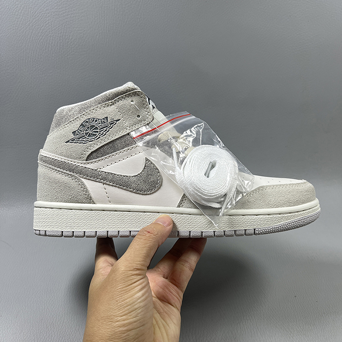 Air Jordan 1 AJ1 High Running Shoes-Gray/White-2633723