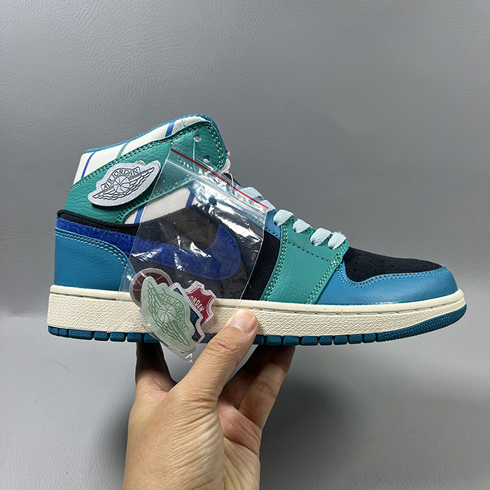 Air Jordan 1 AJ1 High Running Shoes-Blue/Green-5911584