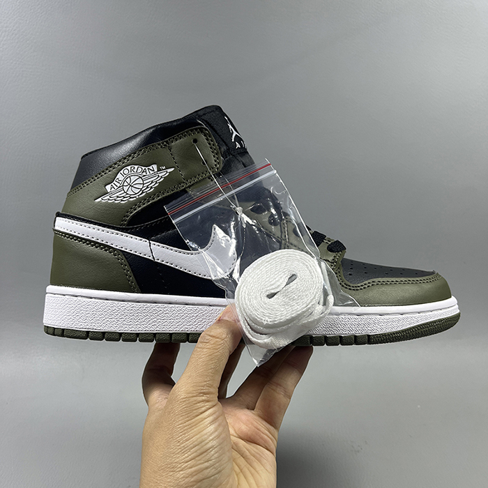 Air Jordan 1 AJ1 High Running Shoes-Black/Army Green-8314957