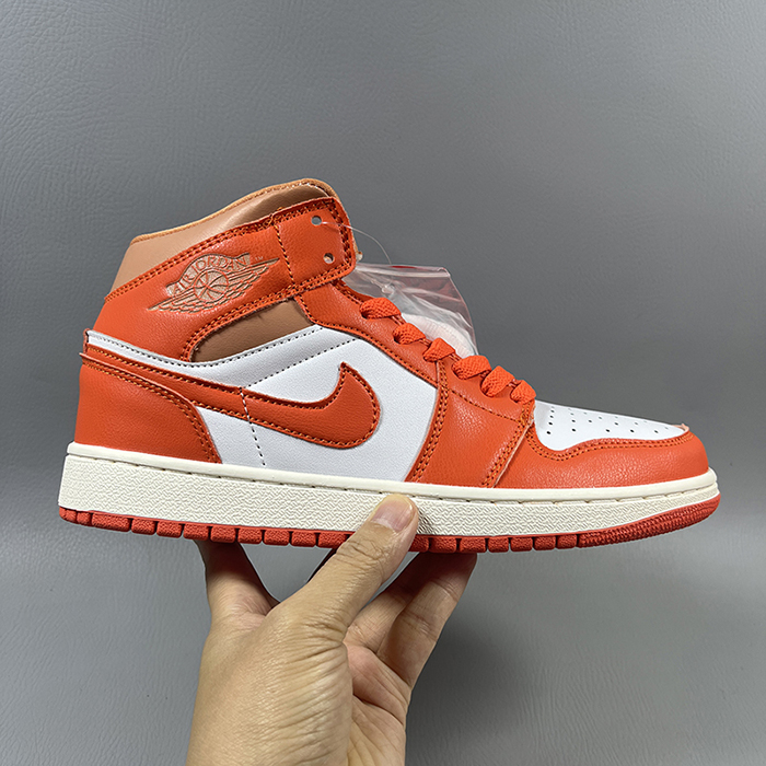 Air Jordan 1 AJ1 High Running Shoes-White/Orange-6041979