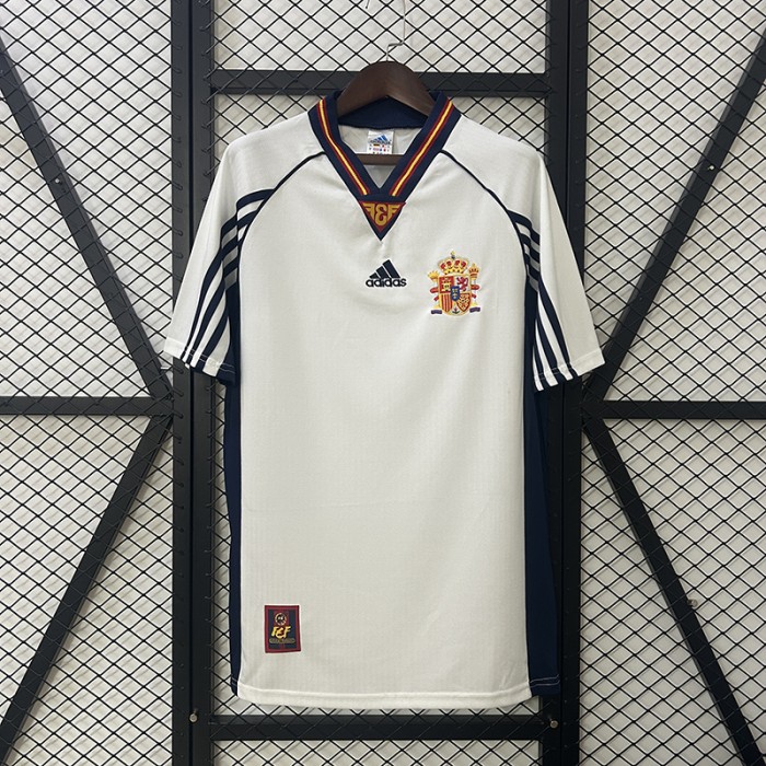 Retro 1998 Spain Away White Jersey Kit Short Sleeve-3497788