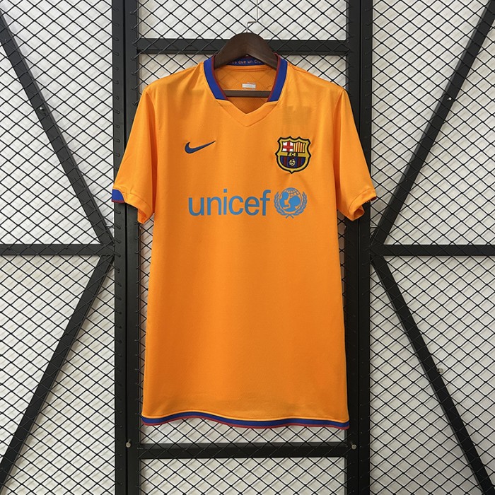 Retro 06/07 Barcelona Away Orange Jersey Kit Short Sleeve-4670445