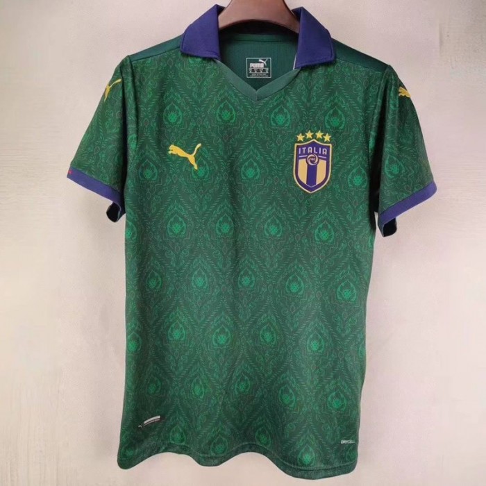 Retro 2020 Italy Second Away Green Jersey Kit Short Sleeve-3630684