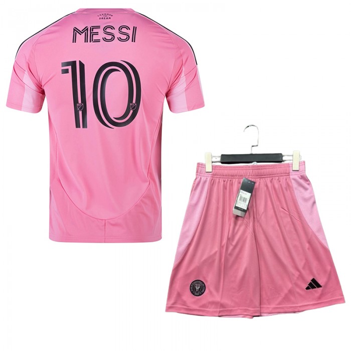 25/26 Miami Home Pink Messi 10 Jersey Version Short Sleeve (Shirt + Short) (Player Version)-9722044
