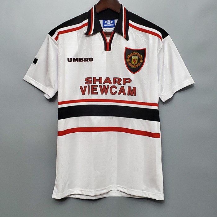 Retro 97/98 Manchester United M-U Away White Jersey Kit Short Sleeve-8335717