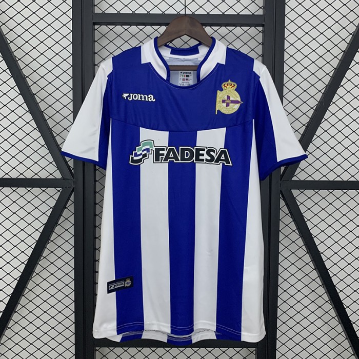 Retro 03/04 Deportivo La Coruna Home White Blue Jersey Version Short Sleeve-2177273