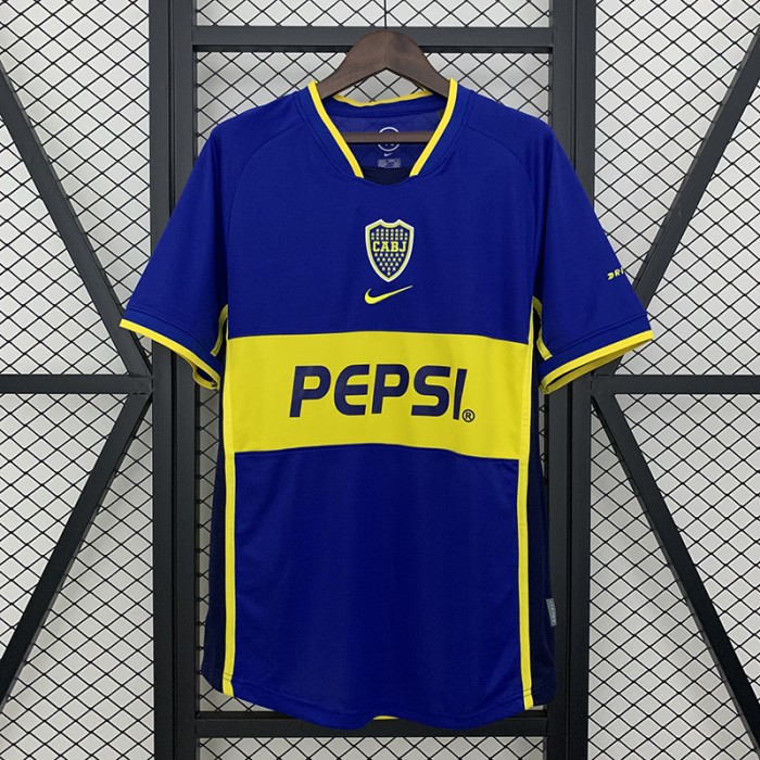 Retro 02/03 Boca Juniors Home Blue Yellow Jersey Version Short Sleeve-6028064