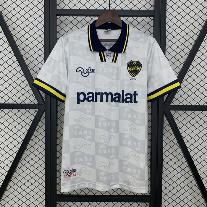 Retro 95/96 Boca Juniors Away White Gray Jersey Version Short Sleeve-8098895