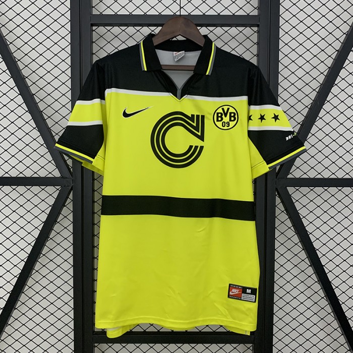 Retro 96/97 Borussia Dortmund Home Green Black Jersey Version Short Sleeve-2178256