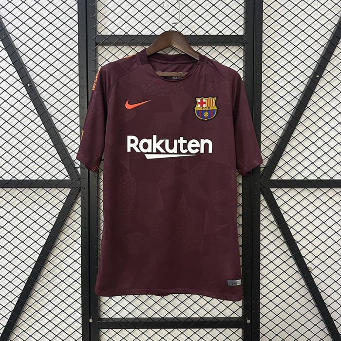 Retro 17/18 Barcelona Third Away Wine Red Jersey Version Short Sleeve-4656954
