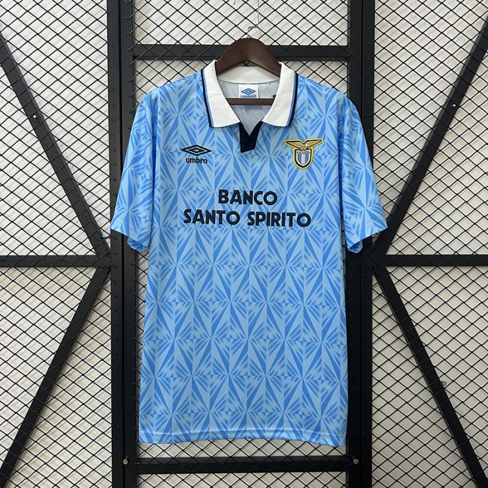 Retro 91/92 Lazio Home Blue Jersey Version Short Sleeve-9924659