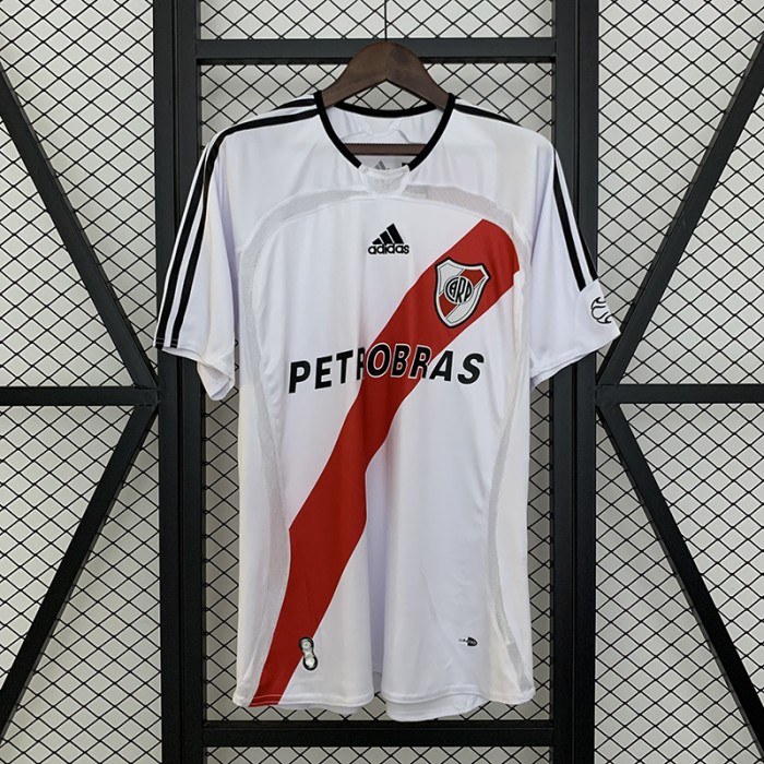 Retro 06/07 Club Atletico River Plate Home White Red Jersey Version Short Sleeve-8693868