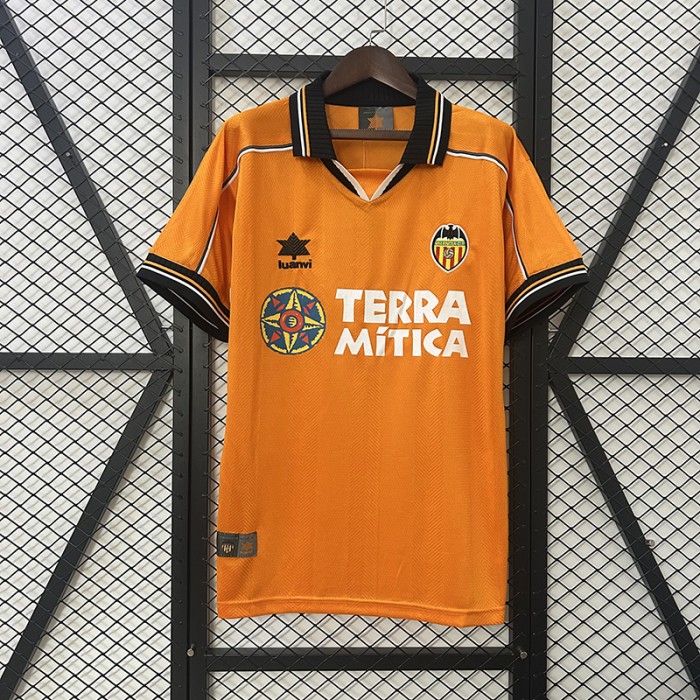 Retro 99/00 Valencia Away Orange Jersey Version Short Sleeve-123462