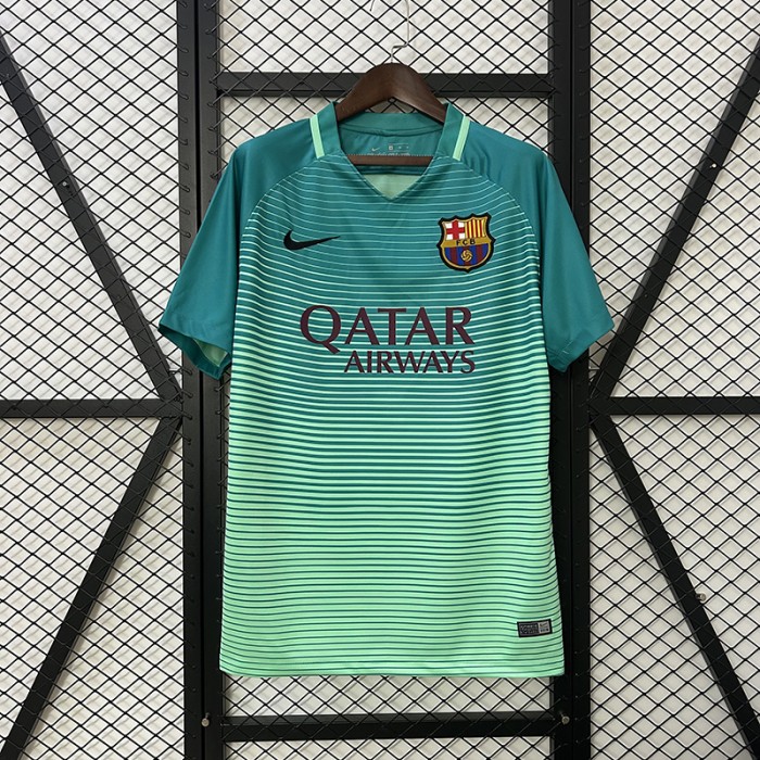Retro 16/17 Barcelona Third Away Green Jersey Version Short Sleeve-4771586