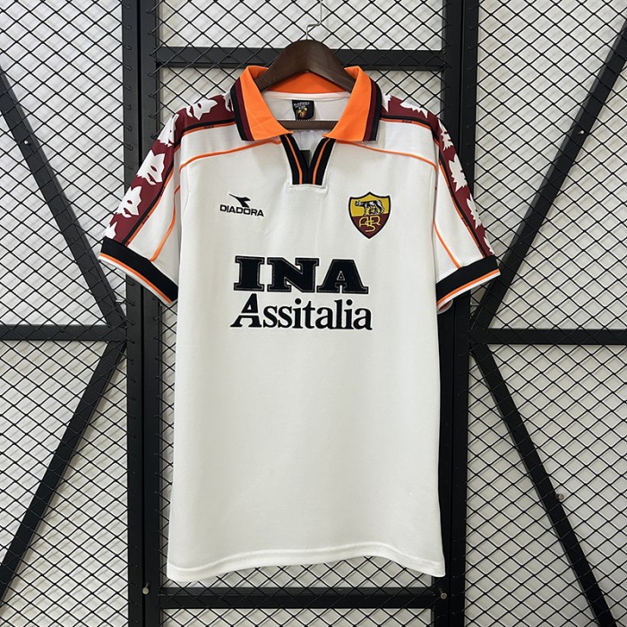 Retro 98/99 Roma Away White Jersey Version Short Sleeve-3584623