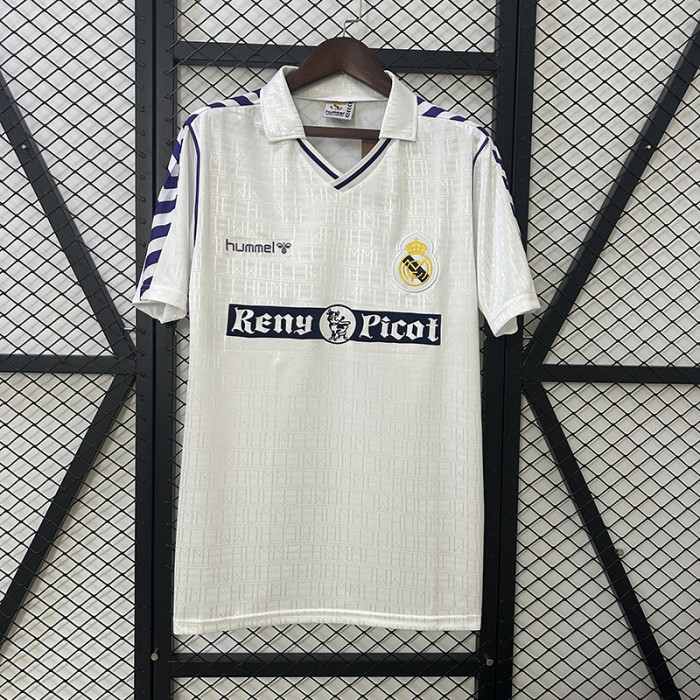 Retro 89/90 Real Madrid Home White Jersey Version Short Sleeve-5289059
