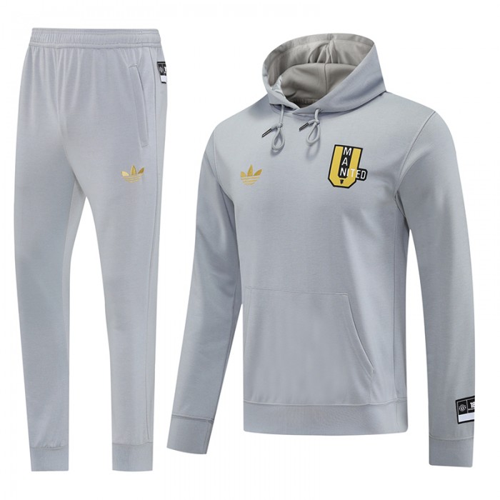 25/26 Manchester United M-U Hooded Gray Edition Classic Jacket Training Suit (Top+Pant)-5175332