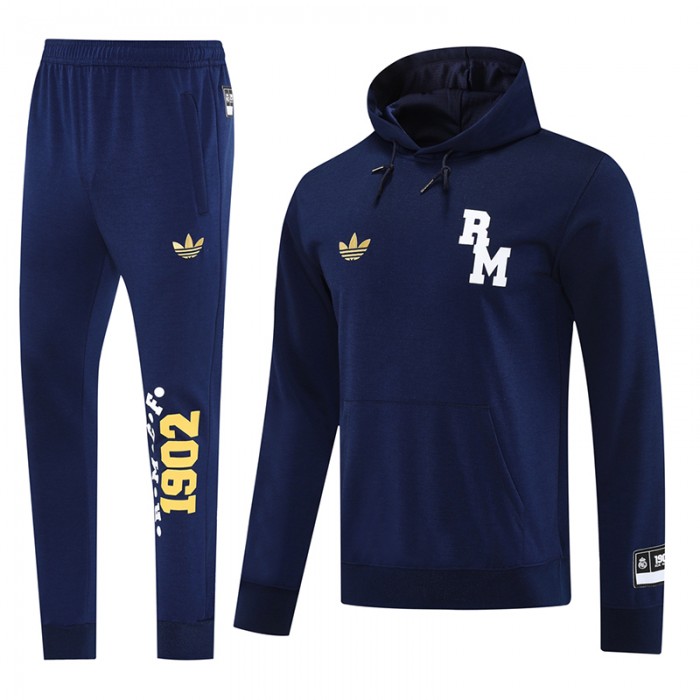 25/26 Real Madrid Hooded Nvay Blue Edition Classic Jacket Training Suit (Top+Pant)-4936266
