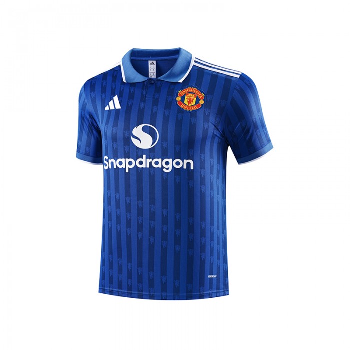 25/26 Manchester United M-U Blue Training POLO Jersey Short Sleeve-4556692