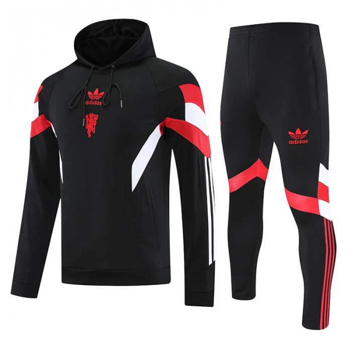 25/26 Manchester United M-U Hooded Black Edition Classic Jacket Training Suit (Top+Pant)-5461725