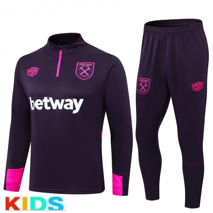 25/26 Kids West Ham United Wine Red Kids Edition Classic Jacket Training Suit (Top+Pant)-900847