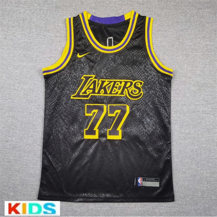 NBA Kids Los Angeles Lakers DONCIC #77 Black NBA Kids Jersey-4070839
