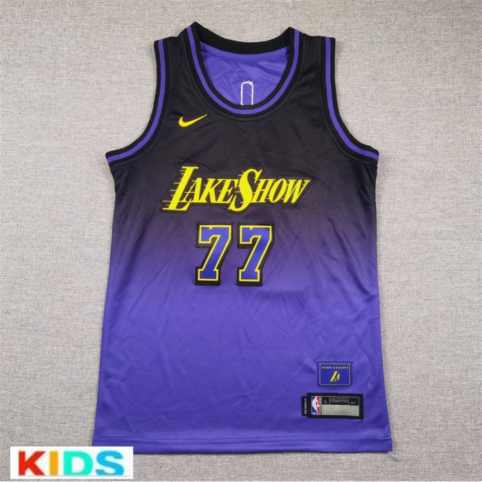 NBA Kids Los Angeles Lakers DONCIC #77 Purple City Edition NBA Kids Jersey-4677466