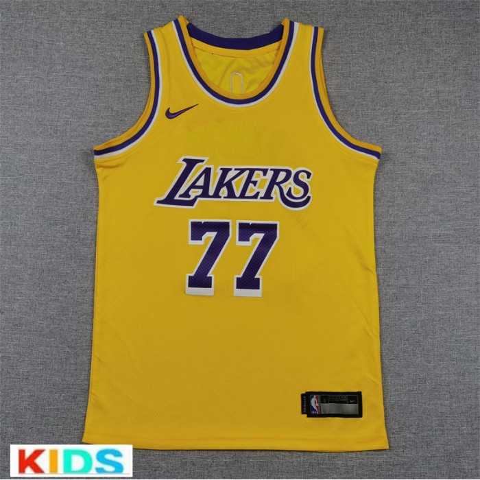 NBA Kids Los Angeles Lakers DONCIC #77 Yellow NBA Kids Jersey-1202027