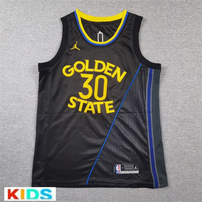 2025 NBA Kids Golden State Warriors CURRY #30 Black Declaration Edition NBA Kids Jersey-4463653