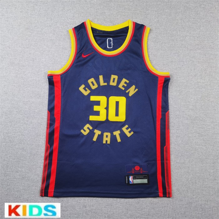 2025 NBA Kids Golden State Warriors CURRY #30 Navy Blue City Edition NBA Kids Jersey-7566214