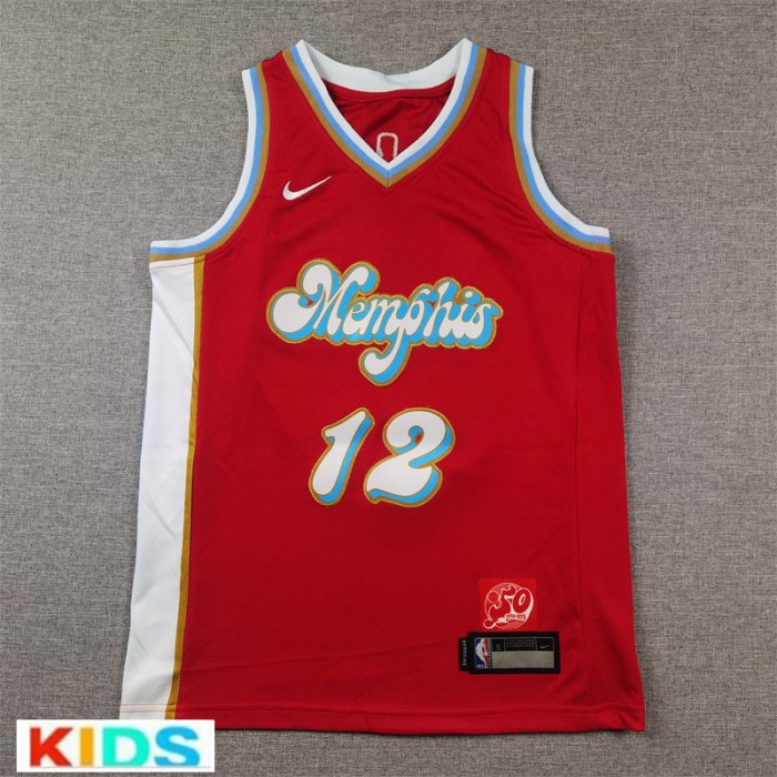 2025 NBA Kids Memphis Grizzlies MORANT #12 Red City Edition NBA Kids Jersey-512834