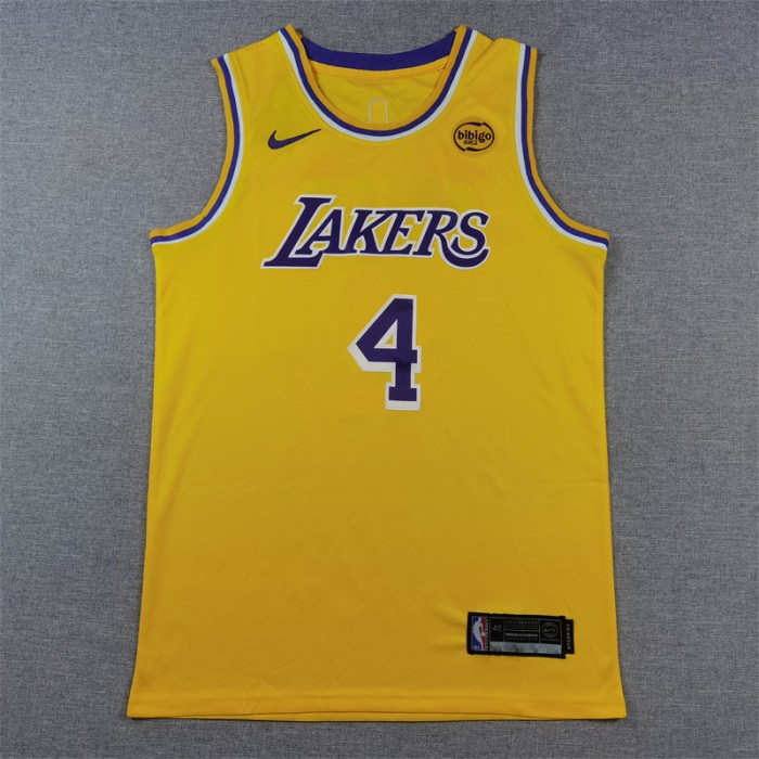Los Angeles Lakers KNECHT #4 Yellow NBA Jersey-8346891