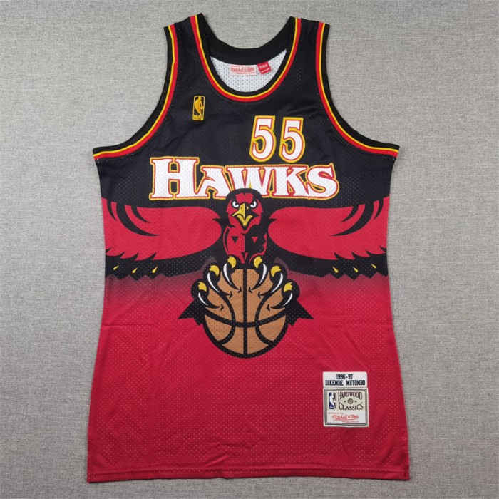 Atlanta Hawks MUTOMBO #55 Red Black NBA Jersey-9100453