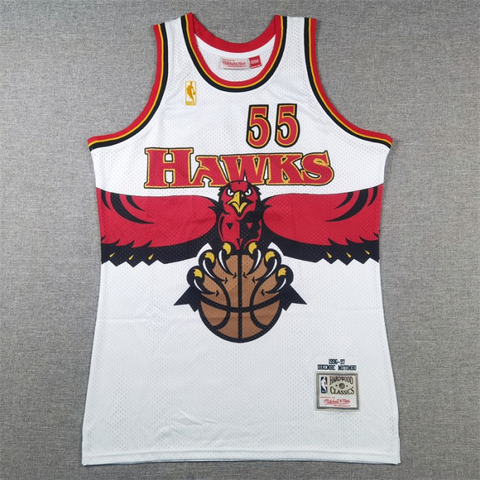 Atlanta Hawks MUTOMBO #55 White NBA Jersey-5427631