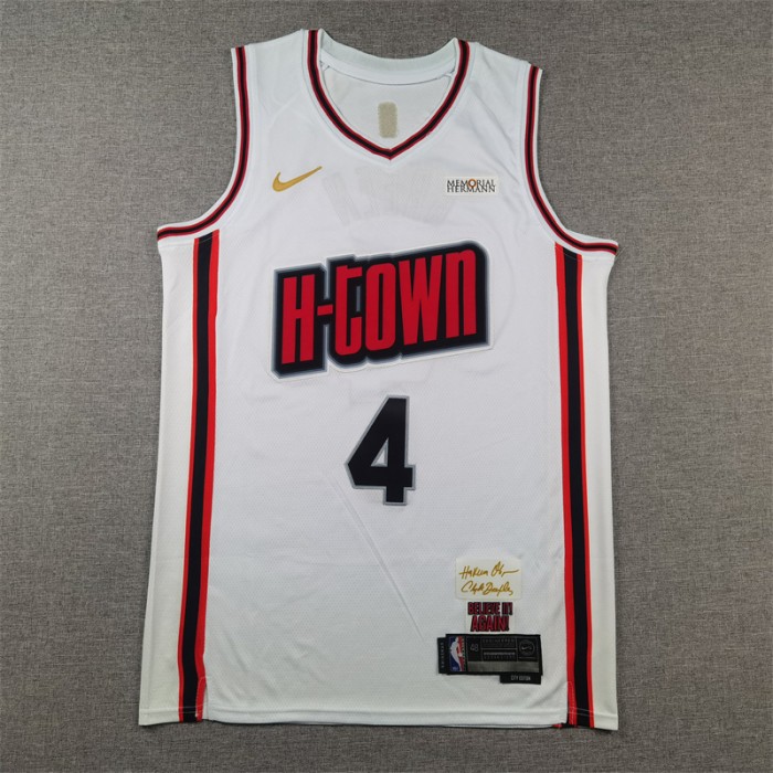 2025 Houston Rockets GREEN #4 White City Edition NBA Jersey-7780223