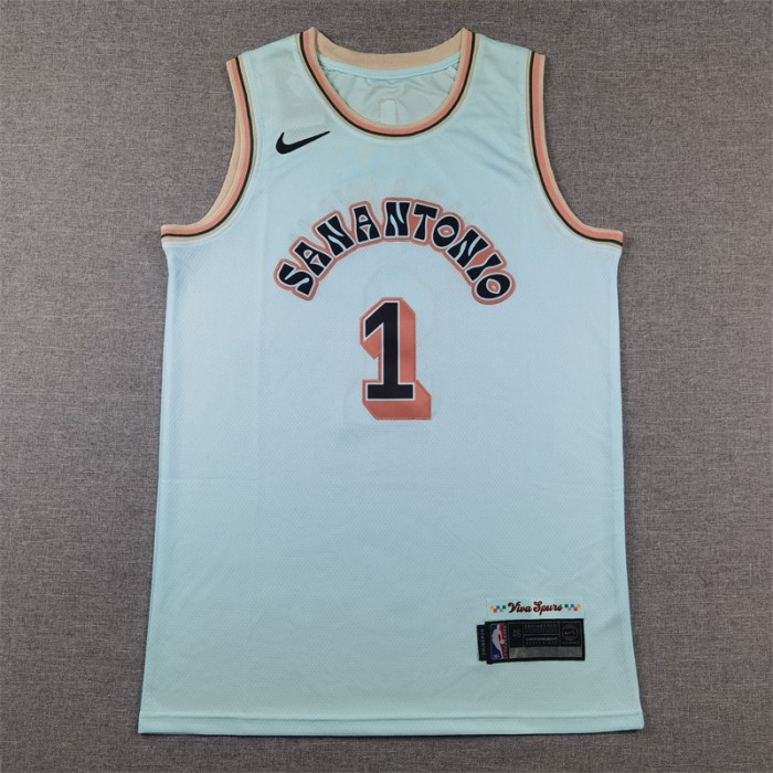 2025 San Antonio Spurs WEMBANYAMA #1 Light Blue City Edition NBA Jersey-8452085
