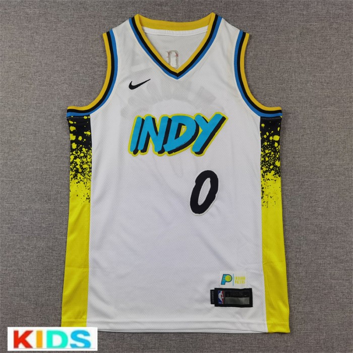 NBA Kids Indiana Pacers HALIBURTON #0 White NBA Kids Jersey-3100700