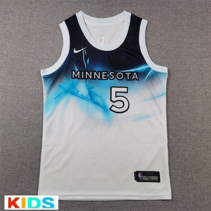 NBA Kids Minnesota Timberwolves EDWARDS #5 White City Edition NBA Kids Jersey-5858503