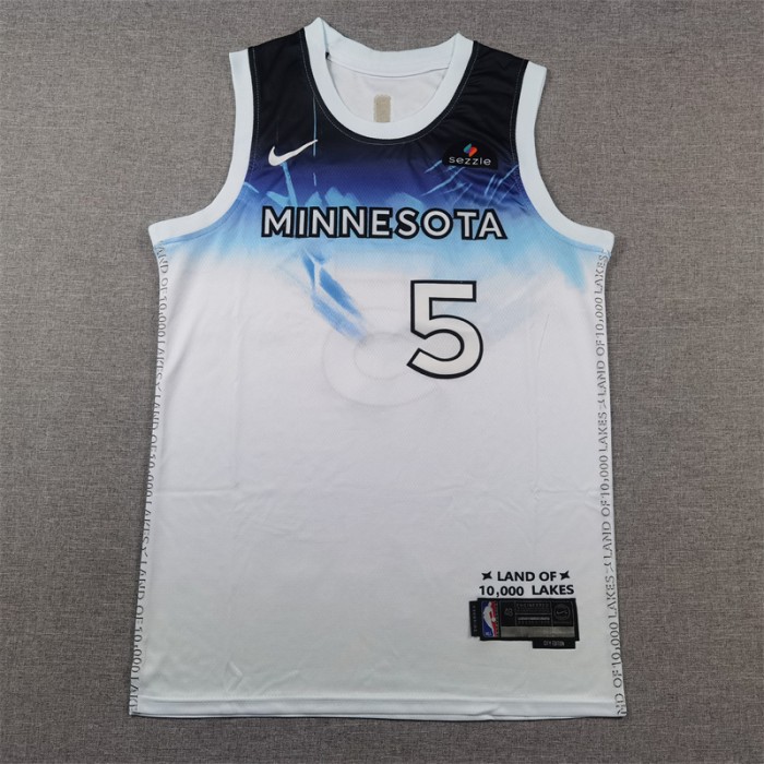2025 Minnesota Timberwolves EDWARDS #5 White City Edition NBA Jersey-8293782