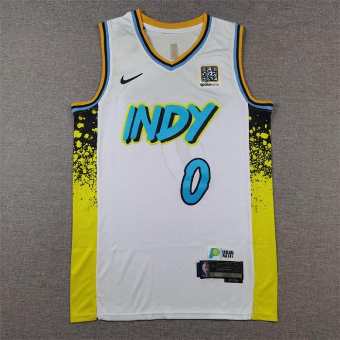 2025 Indiana Pacers HALIBURTON #0 White City Edition NBA Jersey-4852446