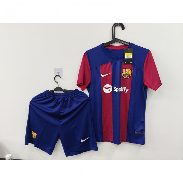 STOCK CLEARANCE [SIZE 28] 23/24 Kids Barcelona Home Red Blue Jersey Kit short sleeve (Shirt + Short)-6709974